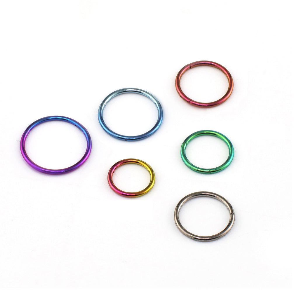 20G Thin Classic Titanium segment Hoop - 20G Thin Classic Titanium segment Hoop - Blue-White Gradient / 6mm by CRUXJEWELRY