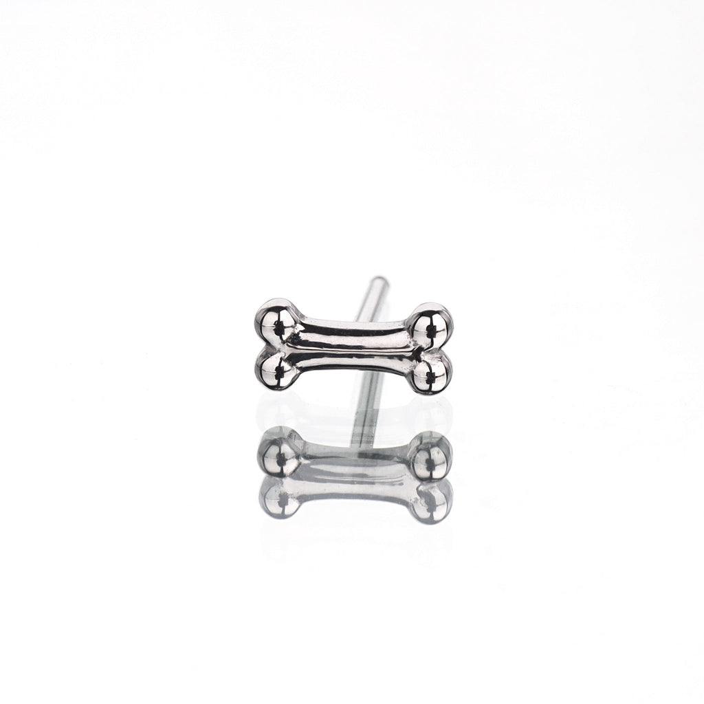 Paws & Purrs - Puppy's Bone Stainless Steel Tongue Stud - Paws & Purrs - Puppy's Bone Stainless Steel Tongue Stud - Sliver / 1.6mm/14G / 12mm by CRUXJEWELRY