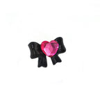 Thin Gauge Heart Pink CZ Resin Bow Stainless Steel Ear Studs - Thin Gauge Heart Pink CZ Resin Bow Stainless Steel Ear Studs - Single / 0.8mm/20G by CRUXJEWELRY