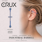 Pavé Cross titanium industrial barbell, front view