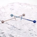 Pavé Cross titanium industrial barbell, detail view 5