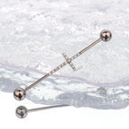 Pavé Cross titanium industrial barbell, detail view 6