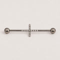 Pavé Cross titanium industrial barbell, detail view 7