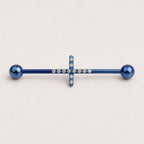 Pavé Cross titanium industrial barbell, detail view 8