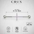 Pavé Cross titanium industrial barbell, detail view 9