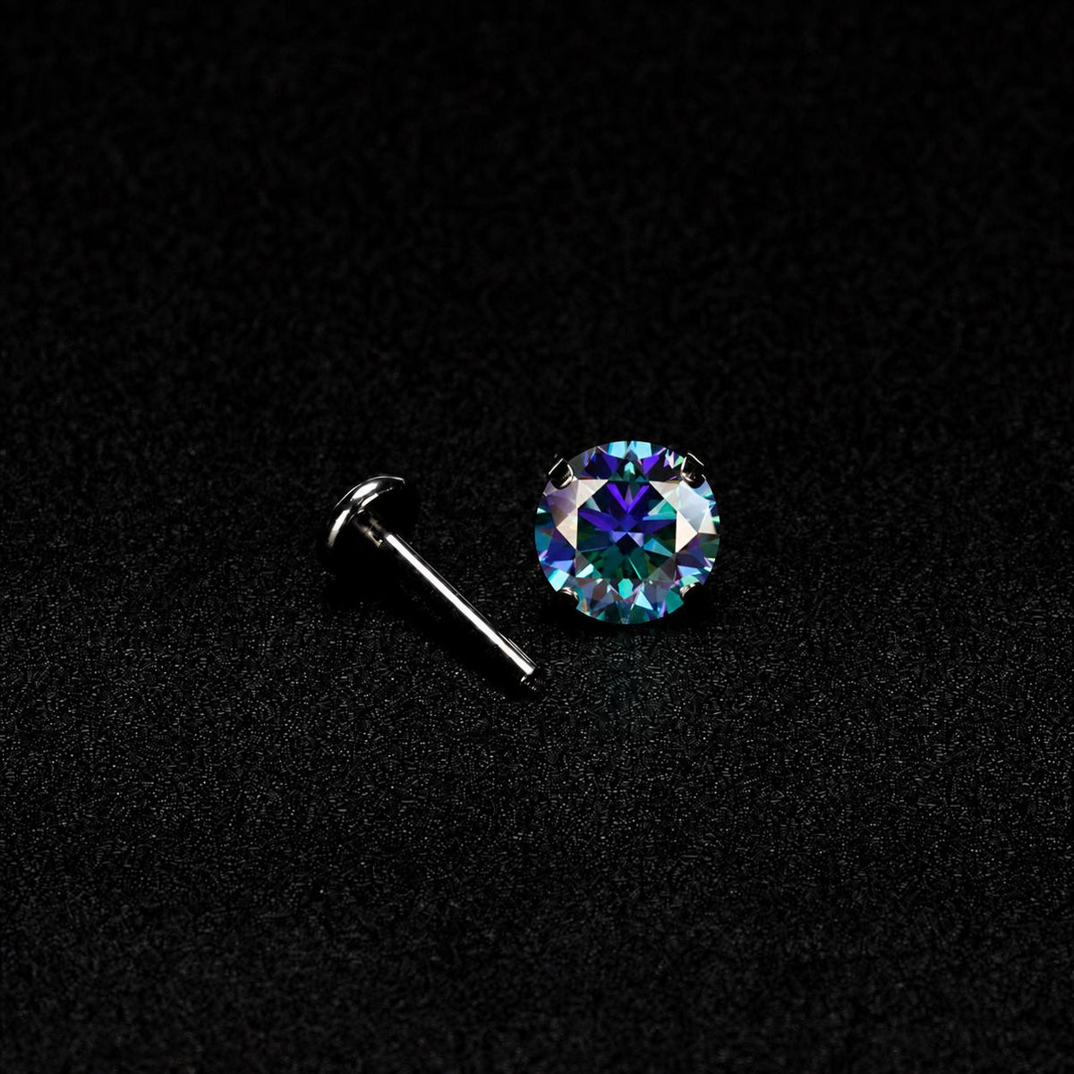 ETSY 4574960114 | IMAGE 5 | Peacock Moissanite Flat Back Stud