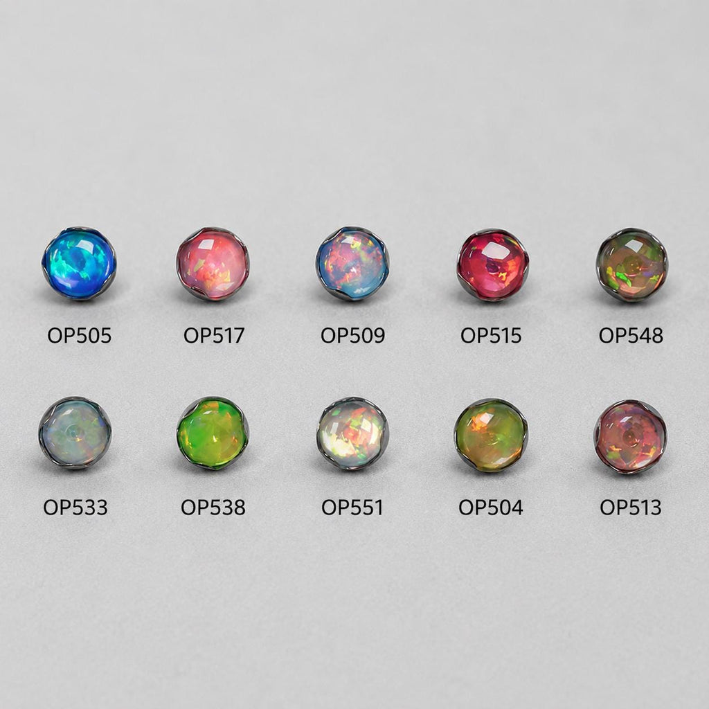 Ripple-Edge Jelly Opal F136 Titanium piercing top detail 8