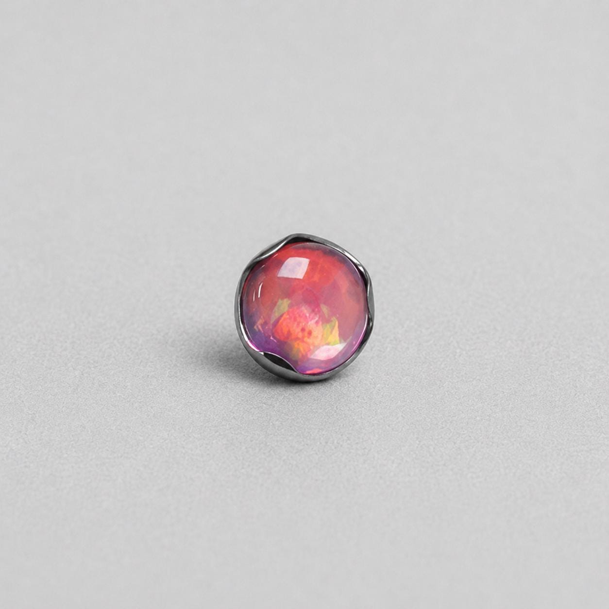 Ripple-Edge Jelly Opal OP517 Pink F136 Titanium piercing top