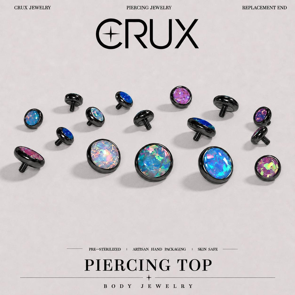 Solar Halo Fire Opal F136 Titanium piercing top