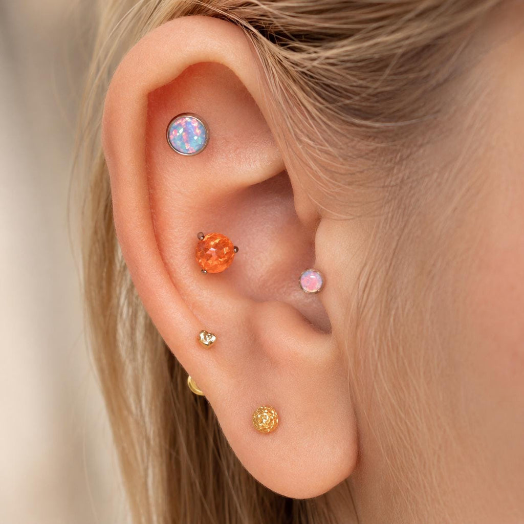 Solar Halo Fire Opal F136 Titanium piercing top detail 3