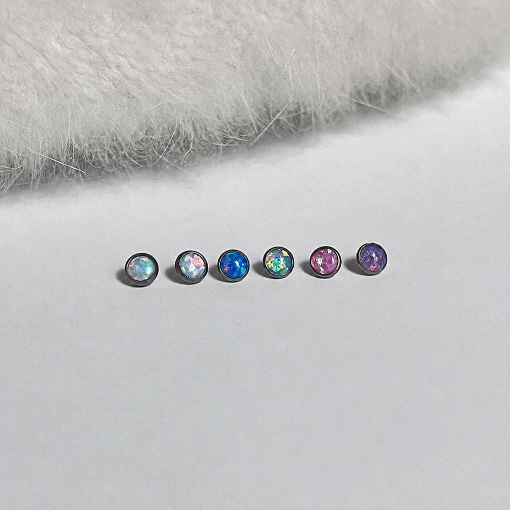 Solar Halo Fire Opal F136 Titanium piercing top detail 5
