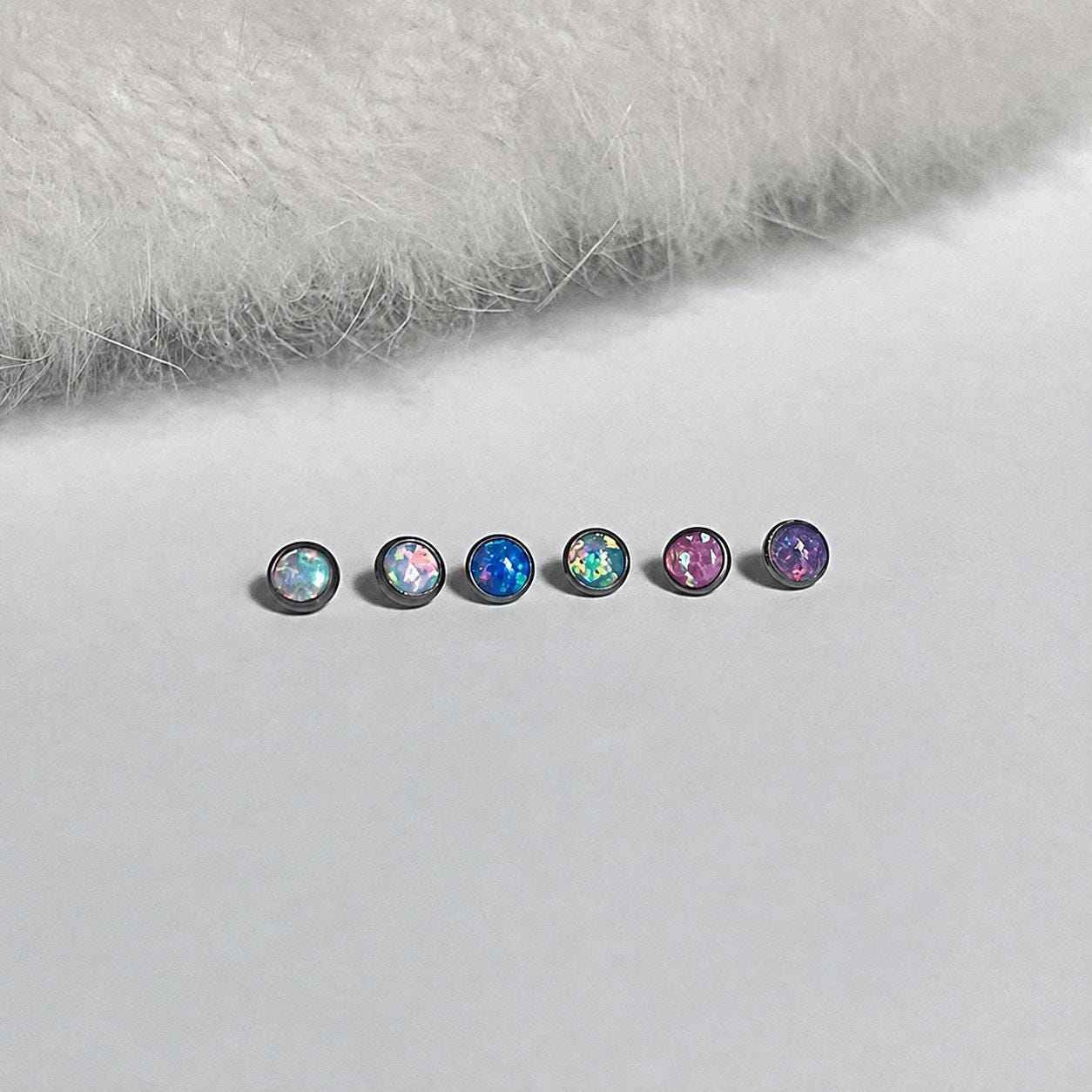 Solar Halo Fire Opal F136 Titanium piercing top detail 5