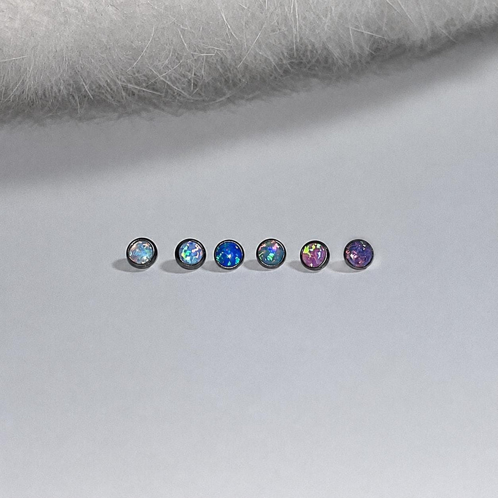 Solar Halo Fire Opal F136 Titanium piercing top detail 6