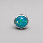 Solar Halo Fire Opal OP69 Teal Green F136 Titanium piercing top