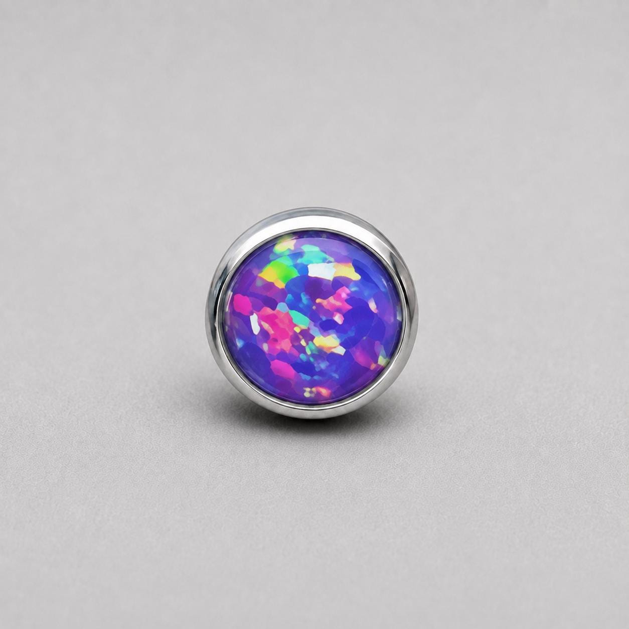 Solar Halo Fire Opal OP38 Purple F136 Titanium piercing top
