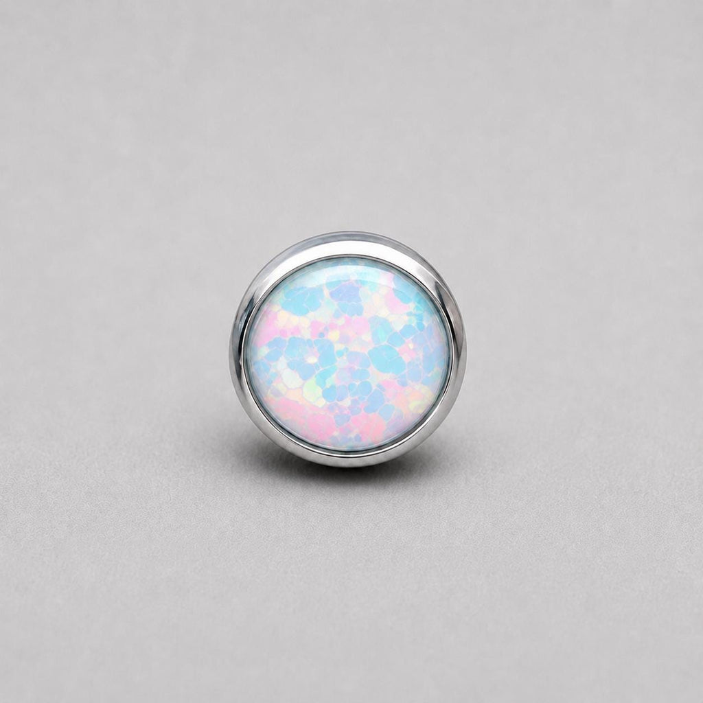 Solar Halo Fire Opal OP17 Light Blue F136 Titanium piercing top