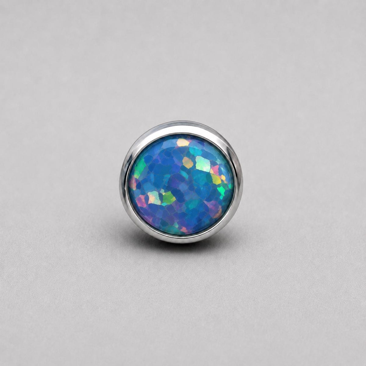 Solar Halo Fire Opal OP78 Blue Purple F136 Titanium piercing top