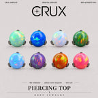 Solar Flare Fire Opal F136 Titanium piercing top