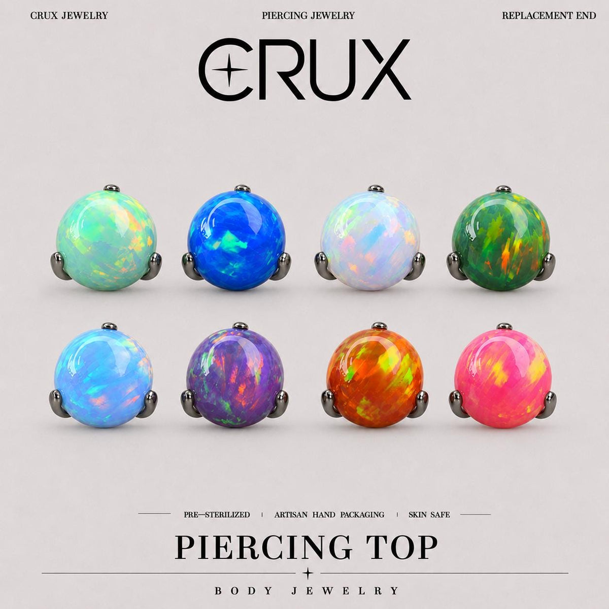 Solar Flare Fire Opal F136 Titanium piercing top