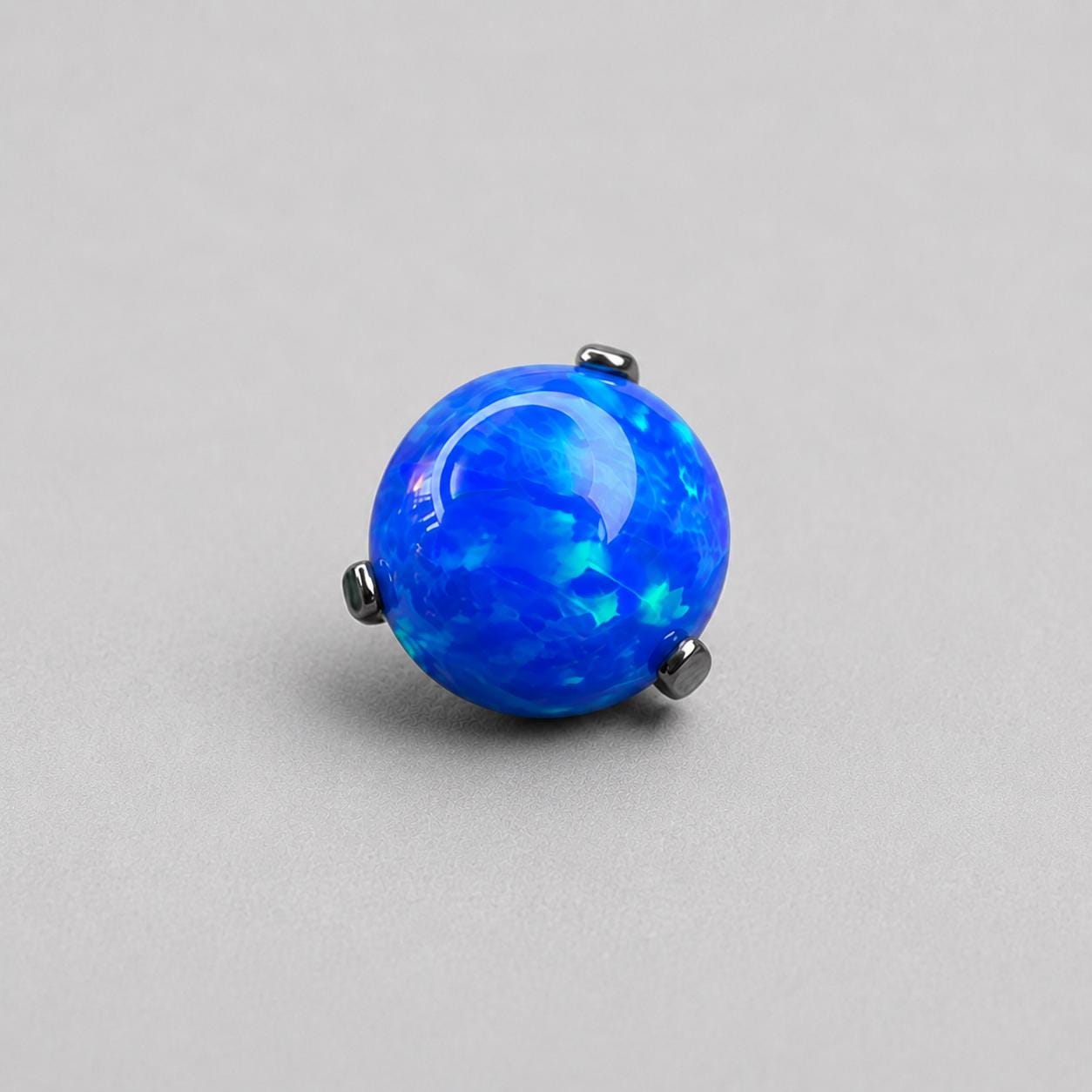 Solar Flare Fire Opal OP05 Deep Blue F136 Titanium piercing top
