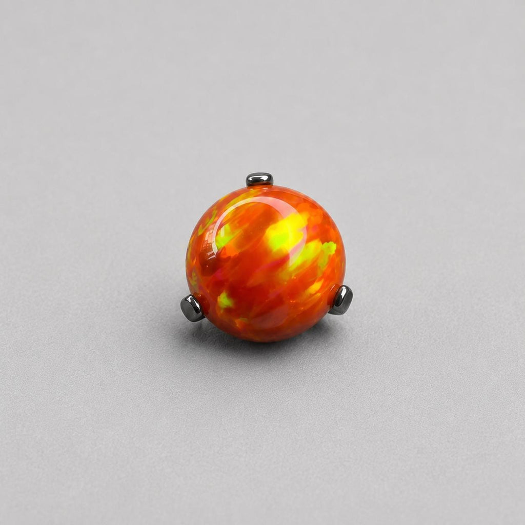 Solar Flare Fire Opal OP31 Orange F136 Titanium piercing top