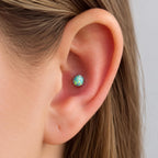 Solar Ripple Fire Opal F136 Titanium piercing top detail 2