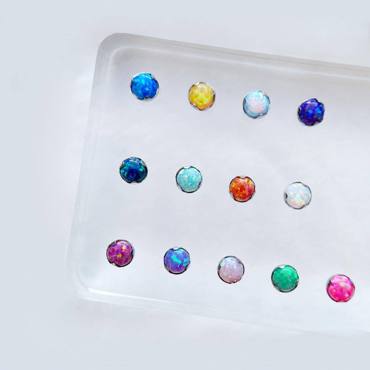 Solar Ripple Fire Opal F136 Titanium piercing top detail 3