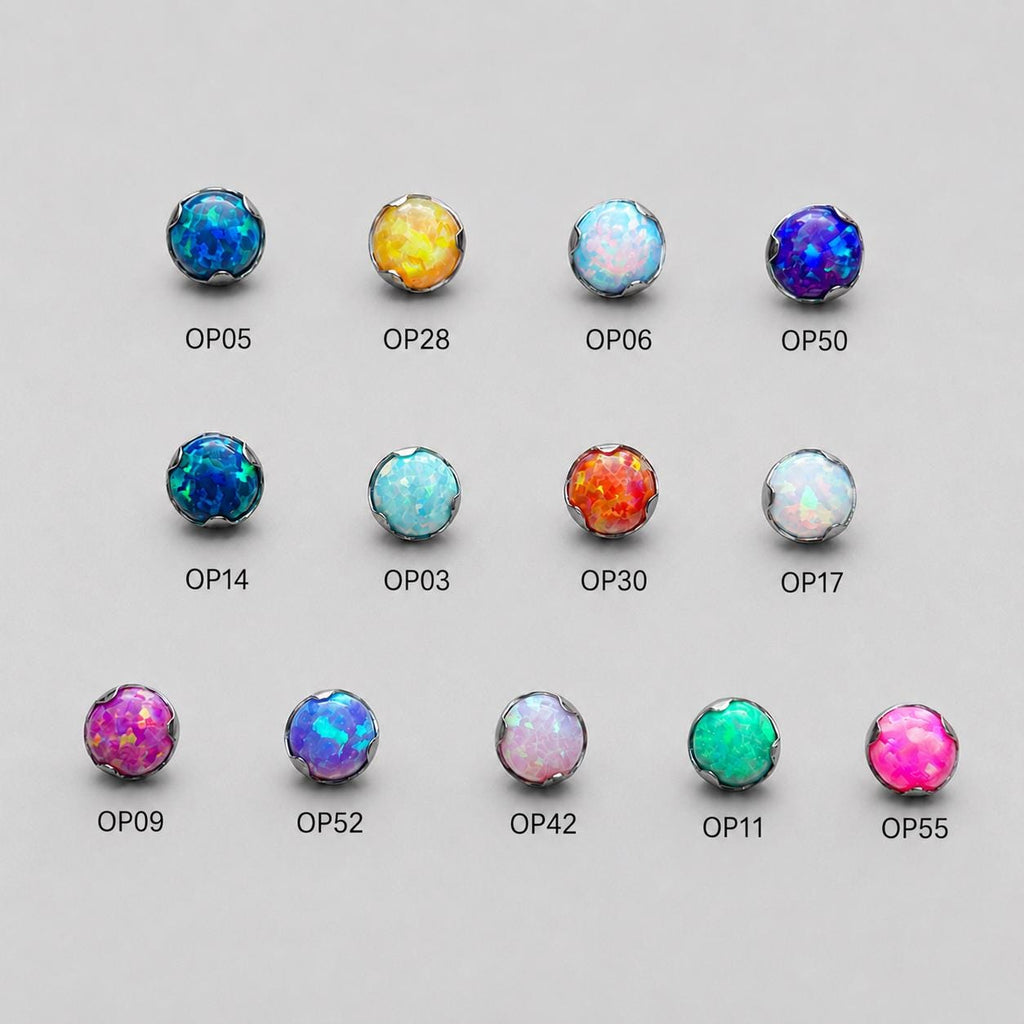 Solar Ripple Fire Opal F136 Titanium piercing top detail 4