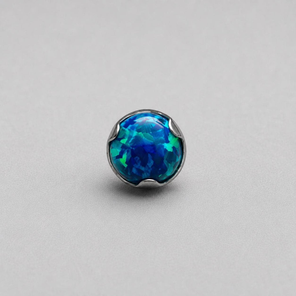 Solar Ripple Fire Opal OP14 Deep Blue F136 Titanium piercing top