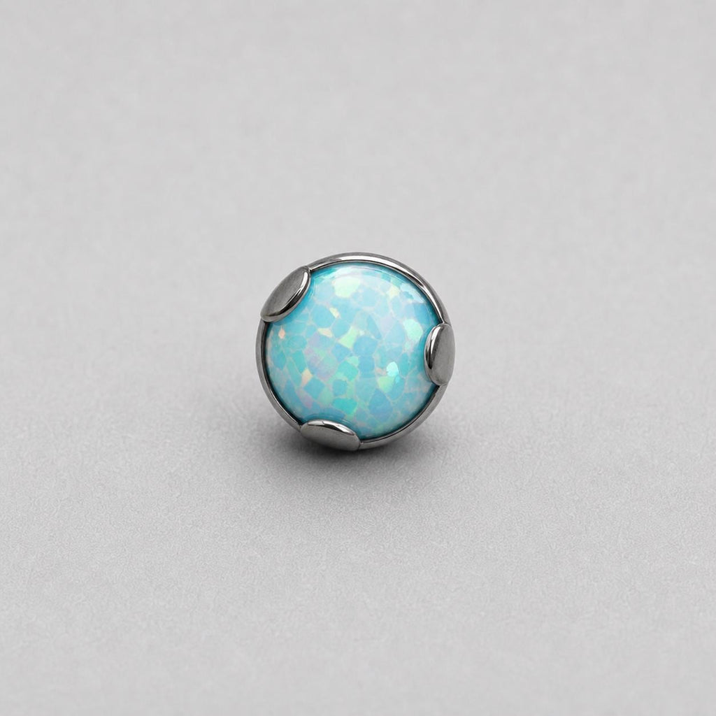 Solar Ripple Fire Opal OP03 Aqua F136 Titanium piercing top