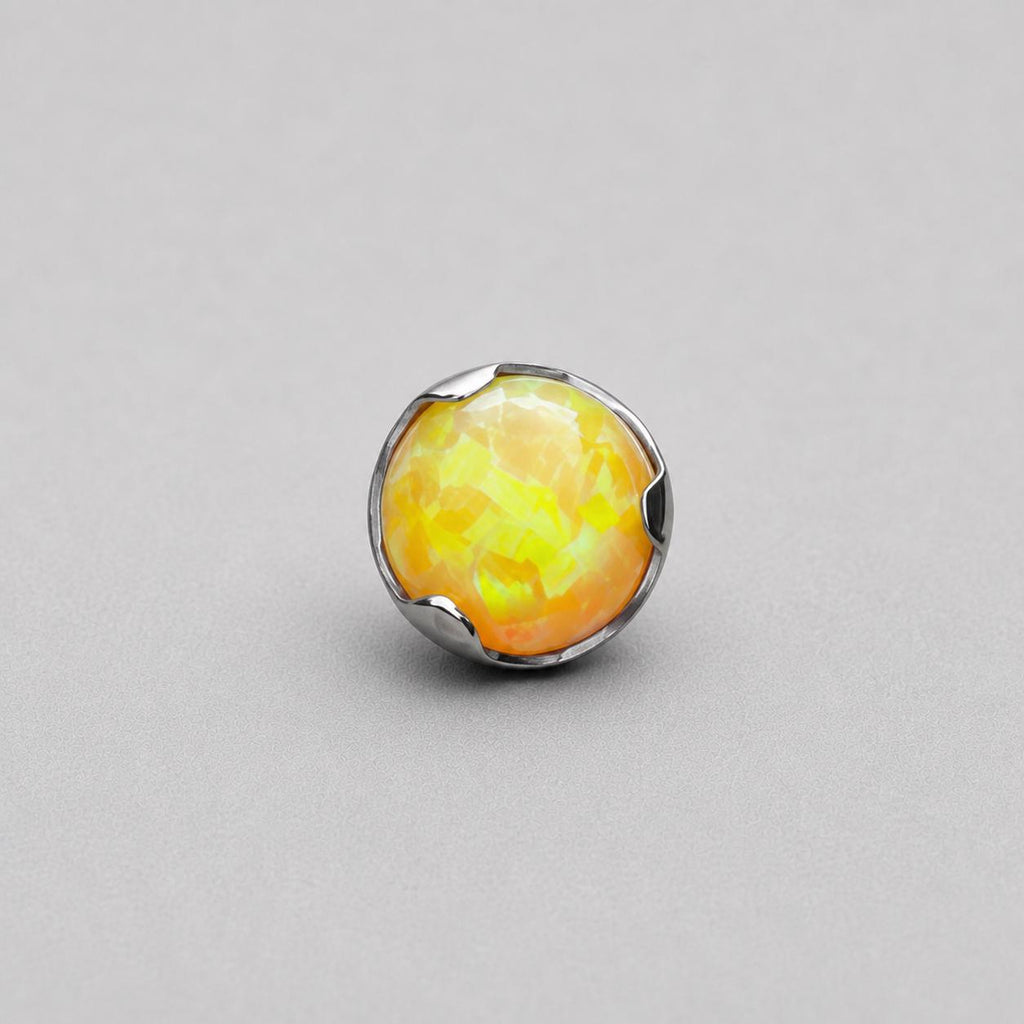 Solar Ripple Fire Opal OP28 Yellow F136 Titanium piercing top