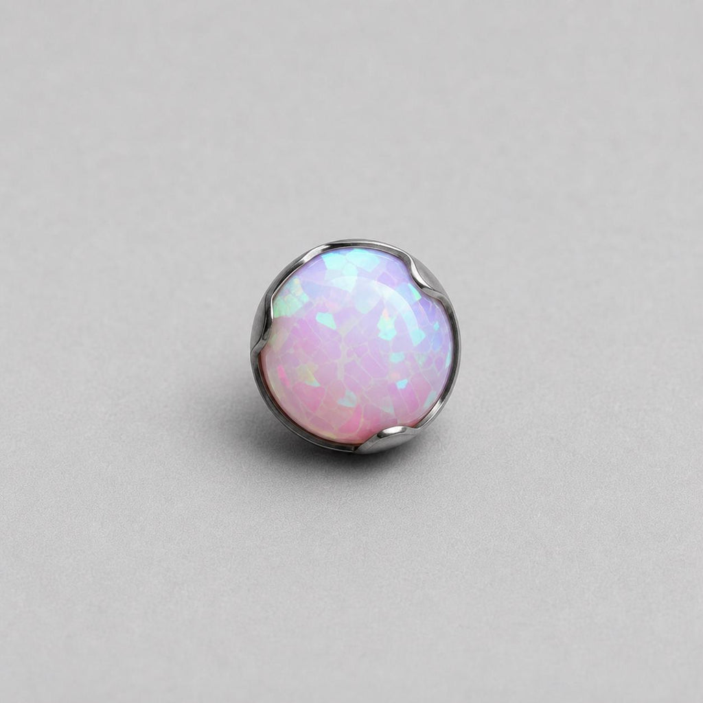 Solar Ripple Fire Opal OP42 Light Pink F136 Titanium piercing top