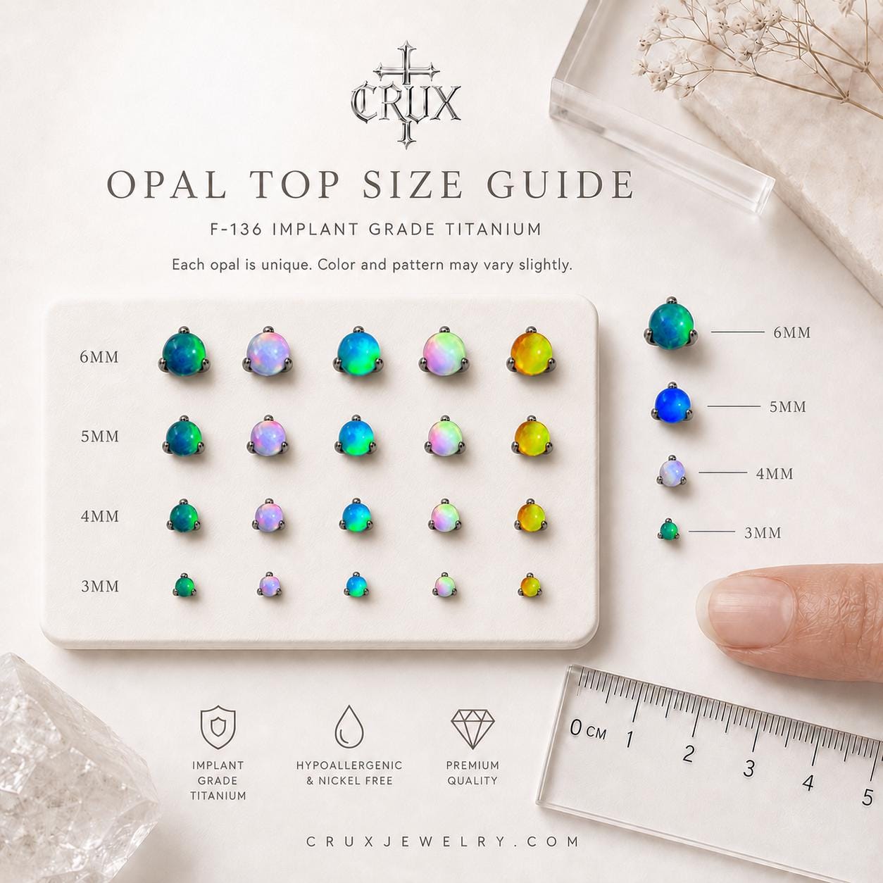 Solar Pulse Fire Opal F136 Titanium piercing top detail 16