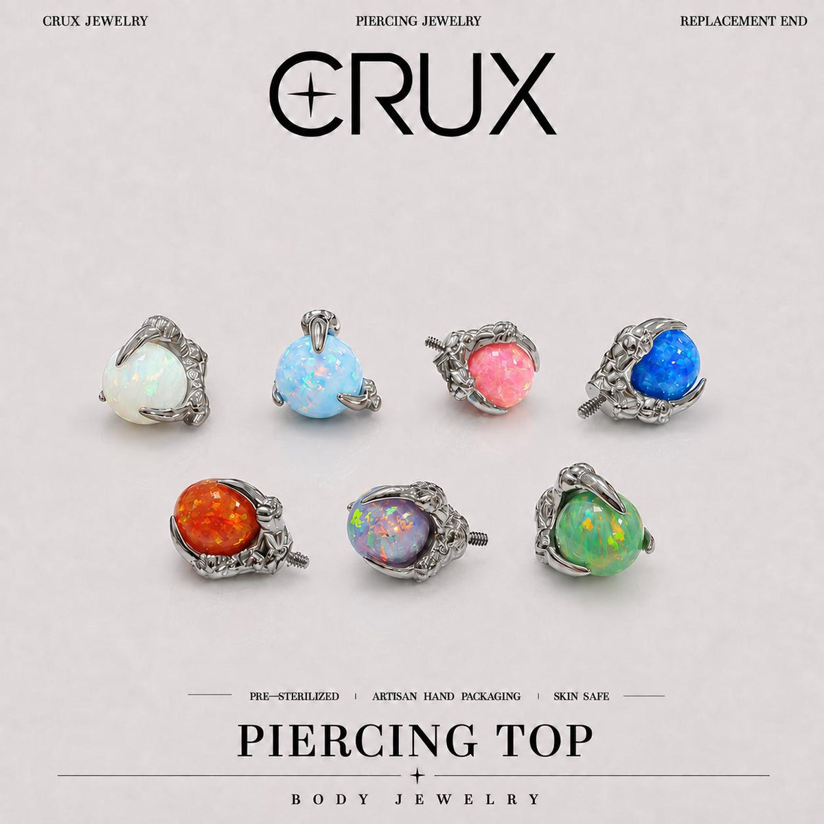 Solar Dragon Fire Opal F136 Titanium piercing top