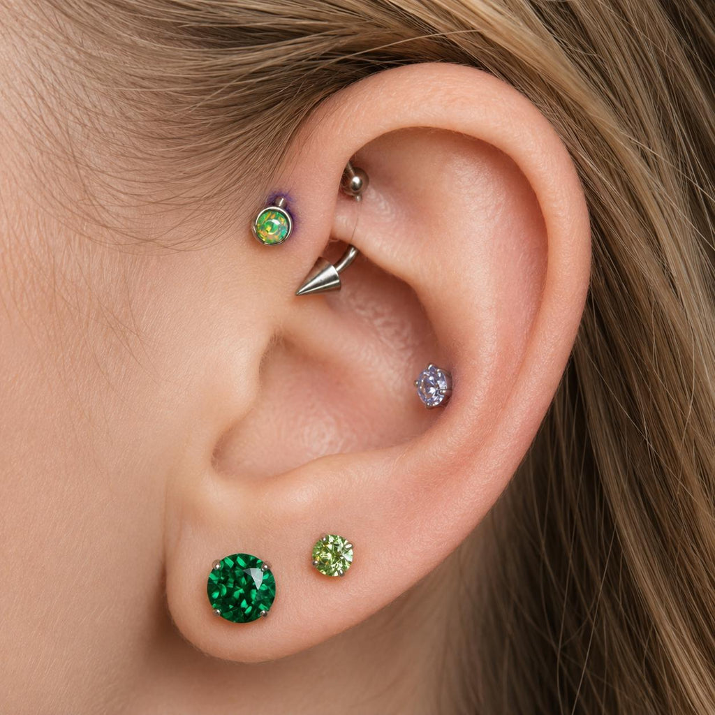 Solar Dragon Fire Opal F136 Titanium piercing top detail 2