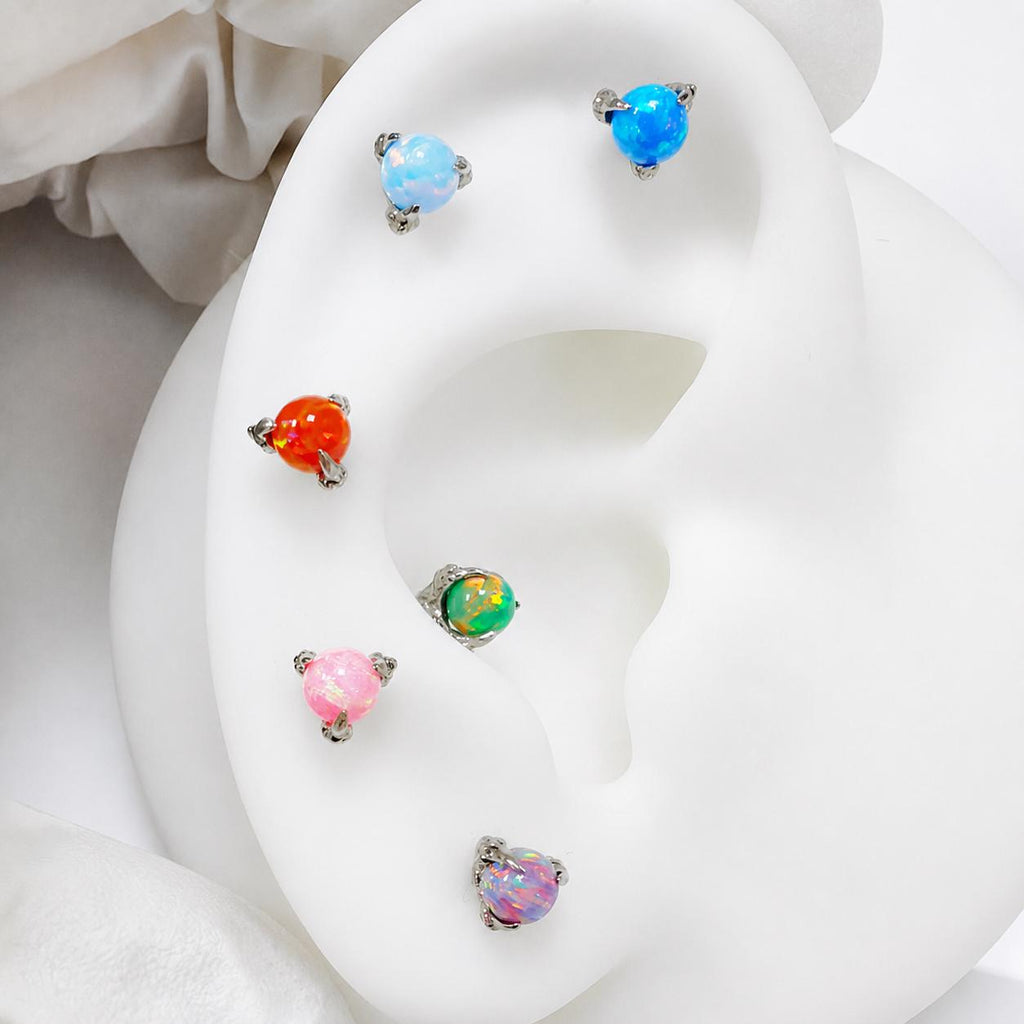 Solar Dragon Fire Opal F136 Titanium piercing top detail 4