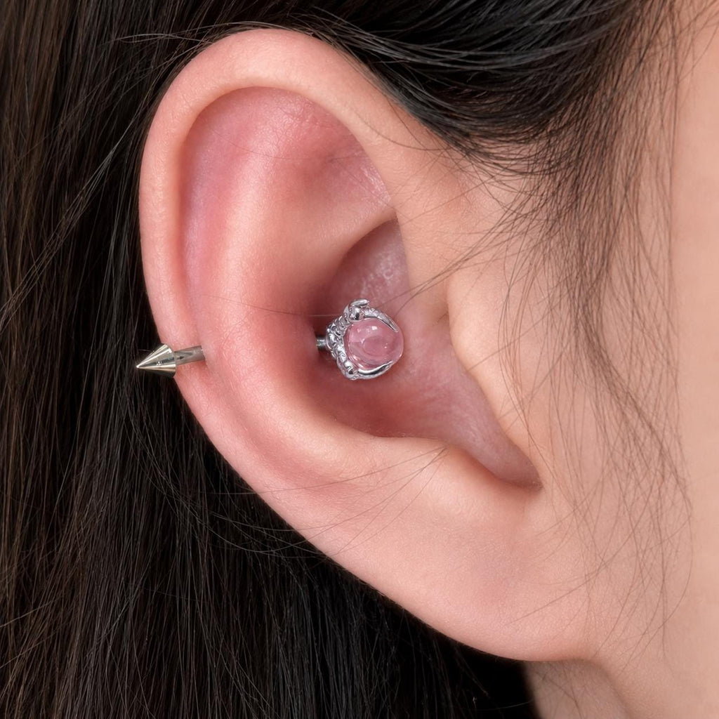 Dragon-Claw Crystal Ball F136 Titanium piercing top detail 2