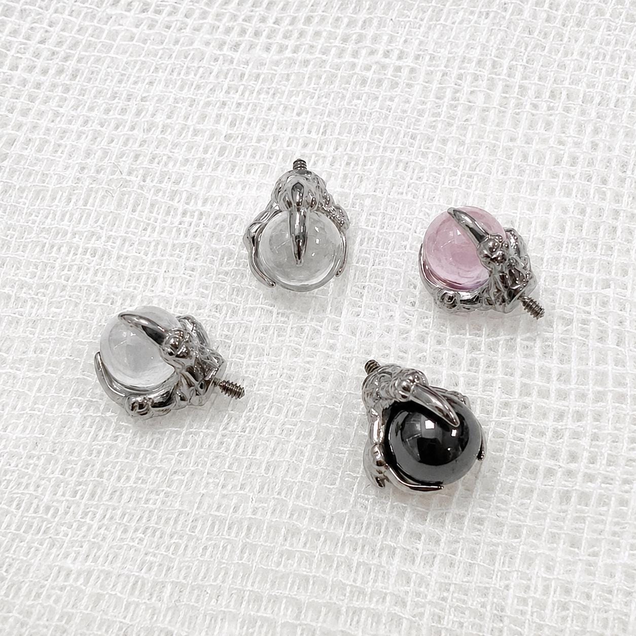 Dragon-Claw Crystal Ball F136 Titanium piercing top detail 6