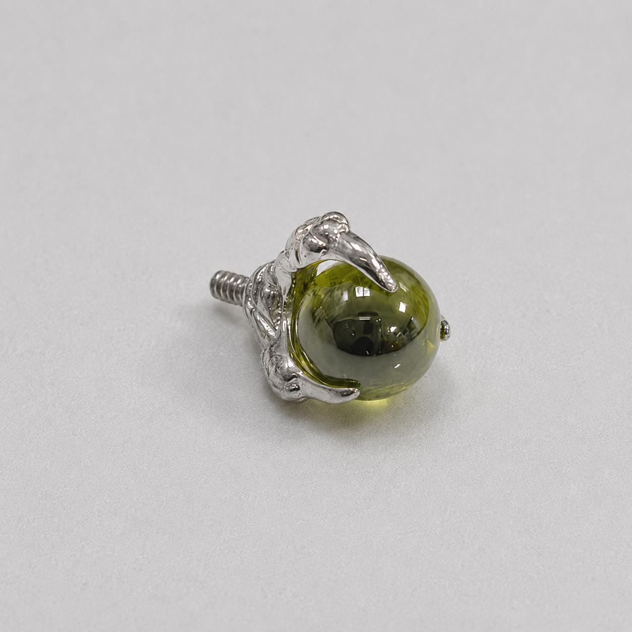 Dragon-Claw Crystal Ball Olive Green F136 Titanium piercing top