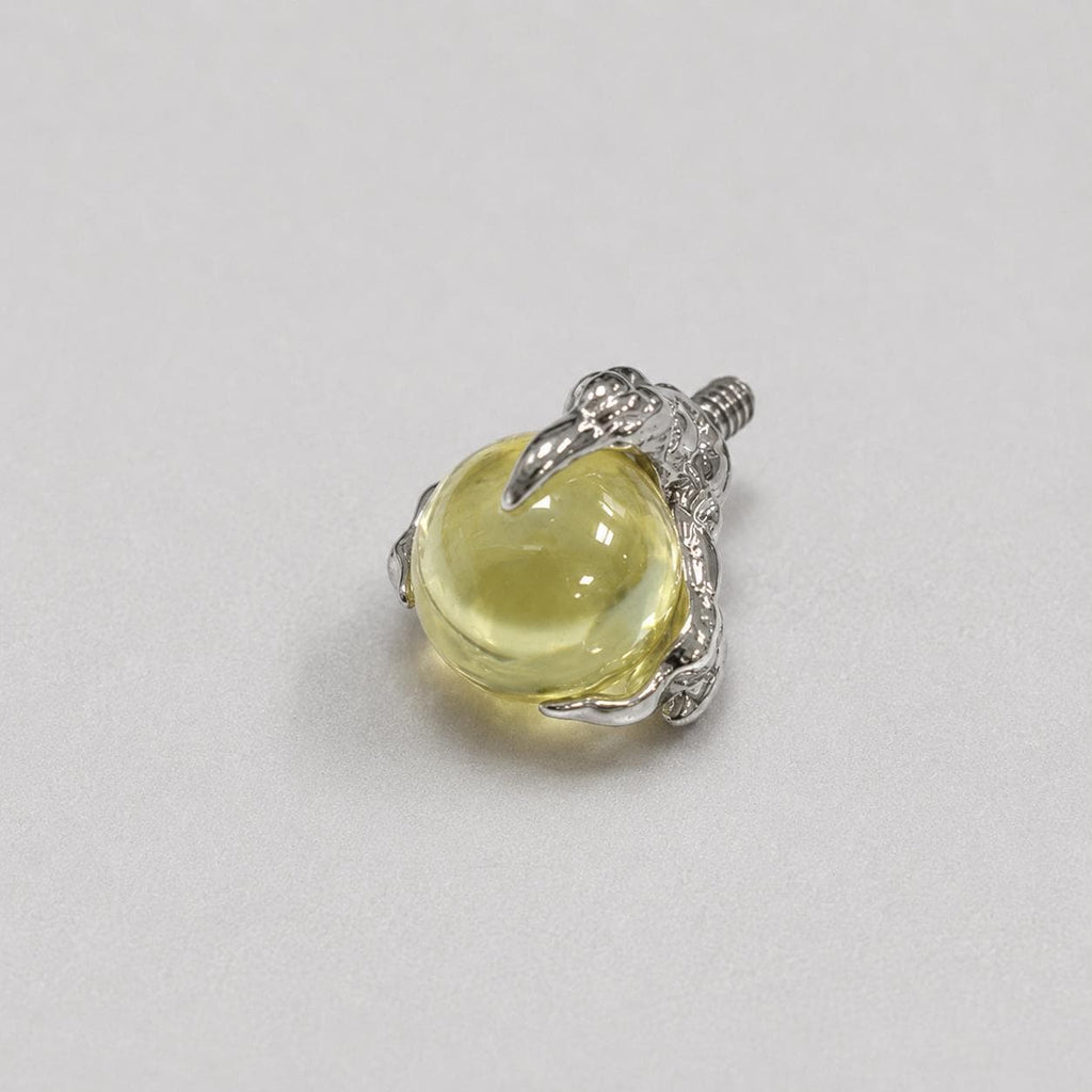 Dragon-Claw Crystal Ball Yellow F136 Titanium piercing top