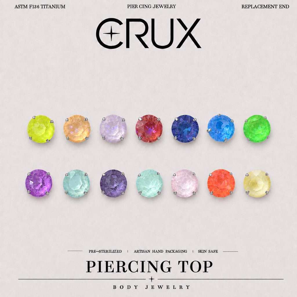 Round-Cut CZ F136 Titanium piercing top