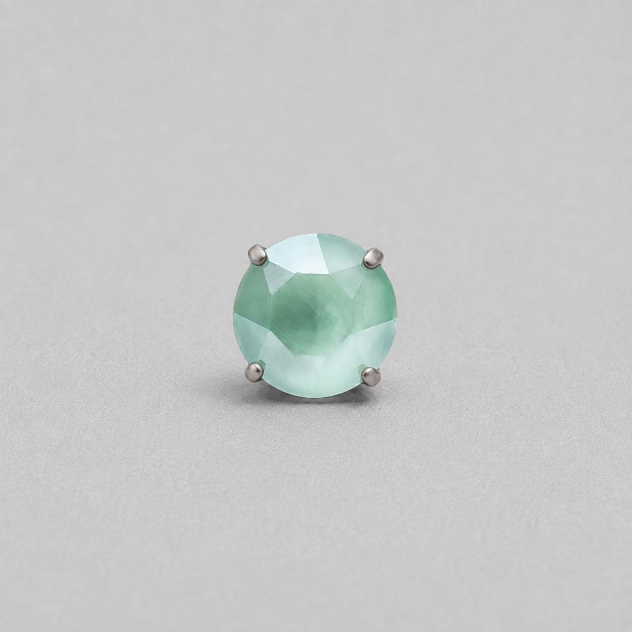 Round-Cut CZ Aqua F136 Titanium piercing top