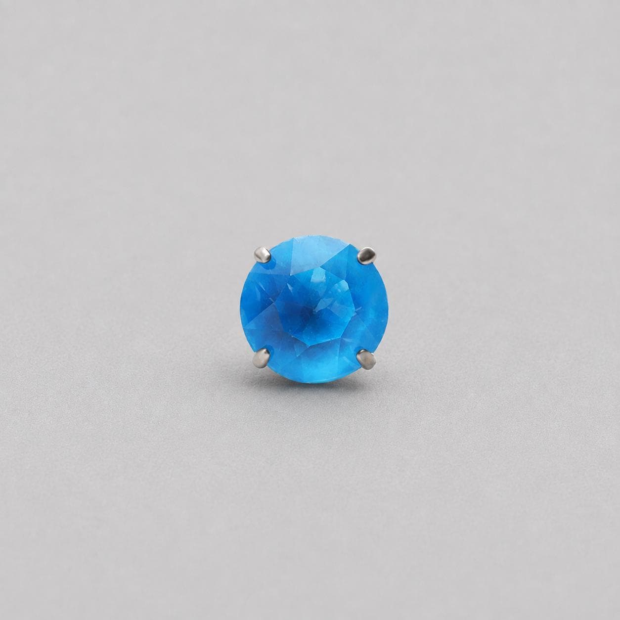Round-Cut CZ Sky Blue F136 Titanium piercing top