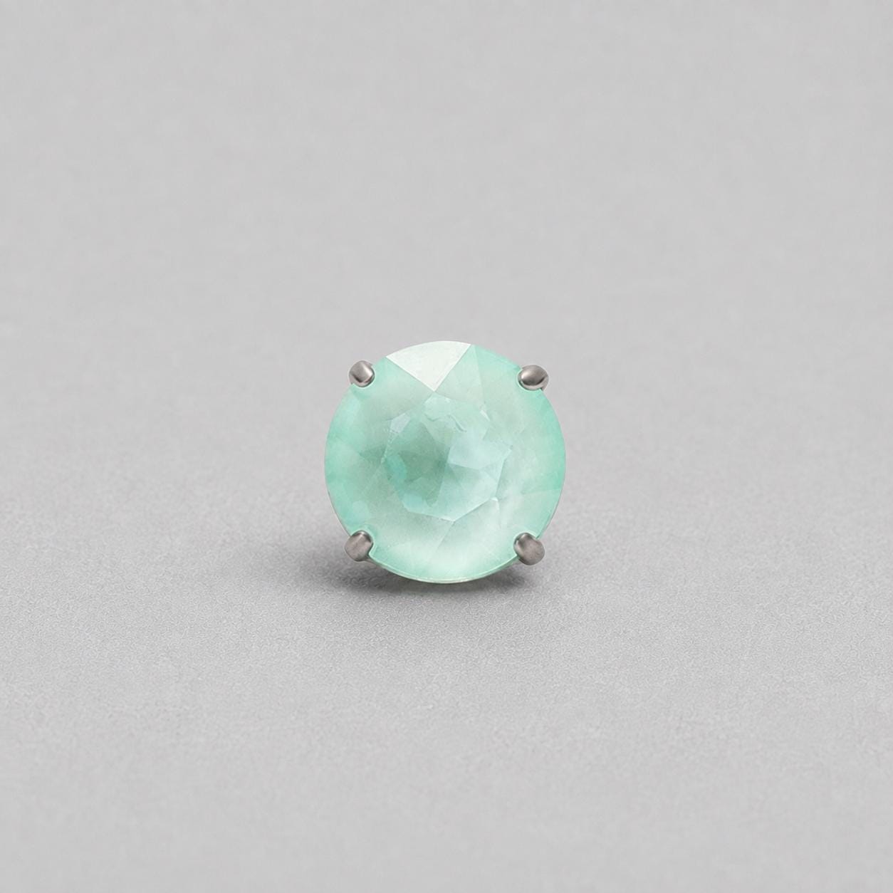 Round-Cut CZ Mint Green F136 Titanium piercing top