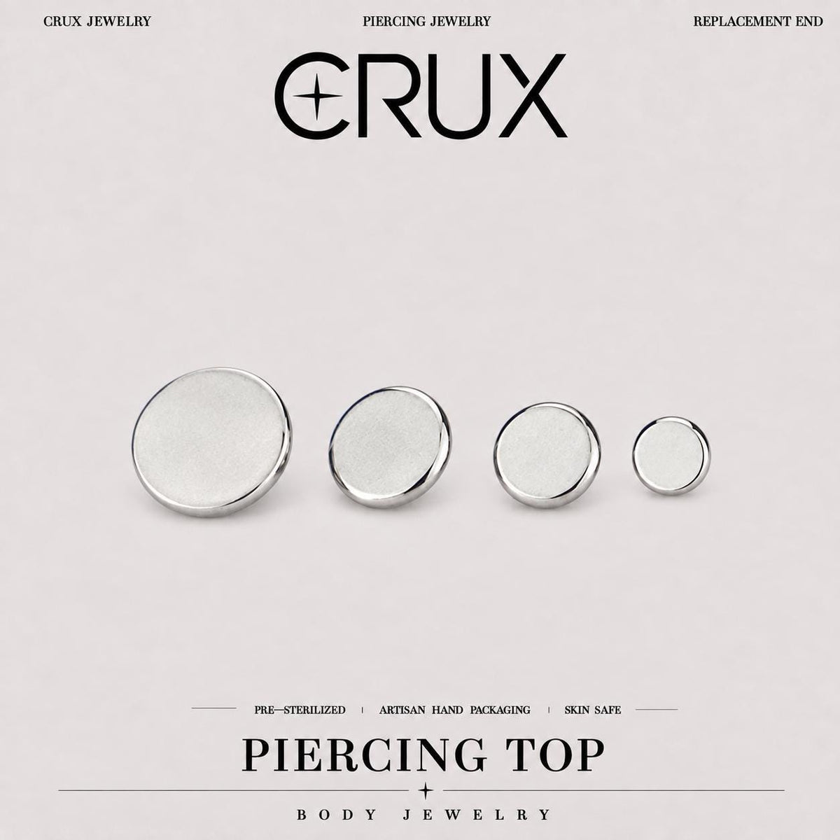 ETSY 4558636616 | IMAGE 1 | Polished Flat Disc Titanium Piercing Top