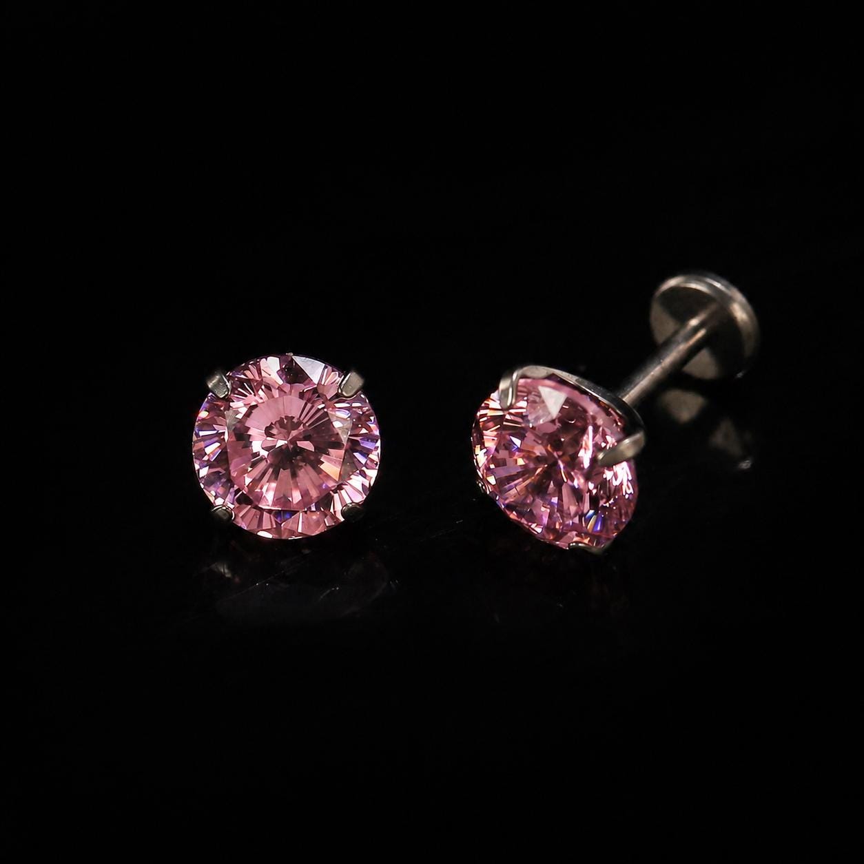Pink Moissanite Flat Back Stud - product image 4