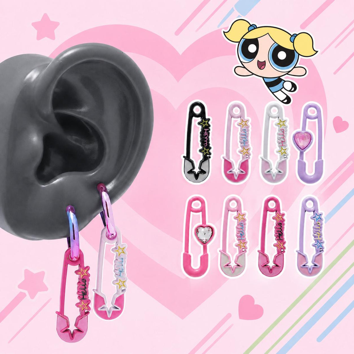 Safety Pin Charm Hoop