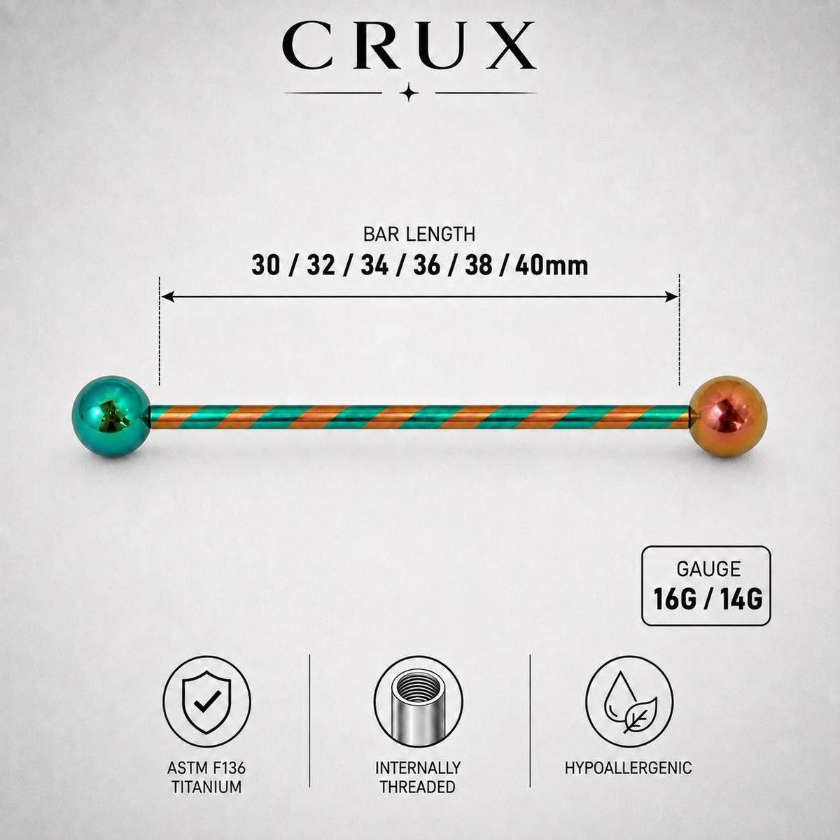 Spiral Gradient Industrial Barbell detail 7