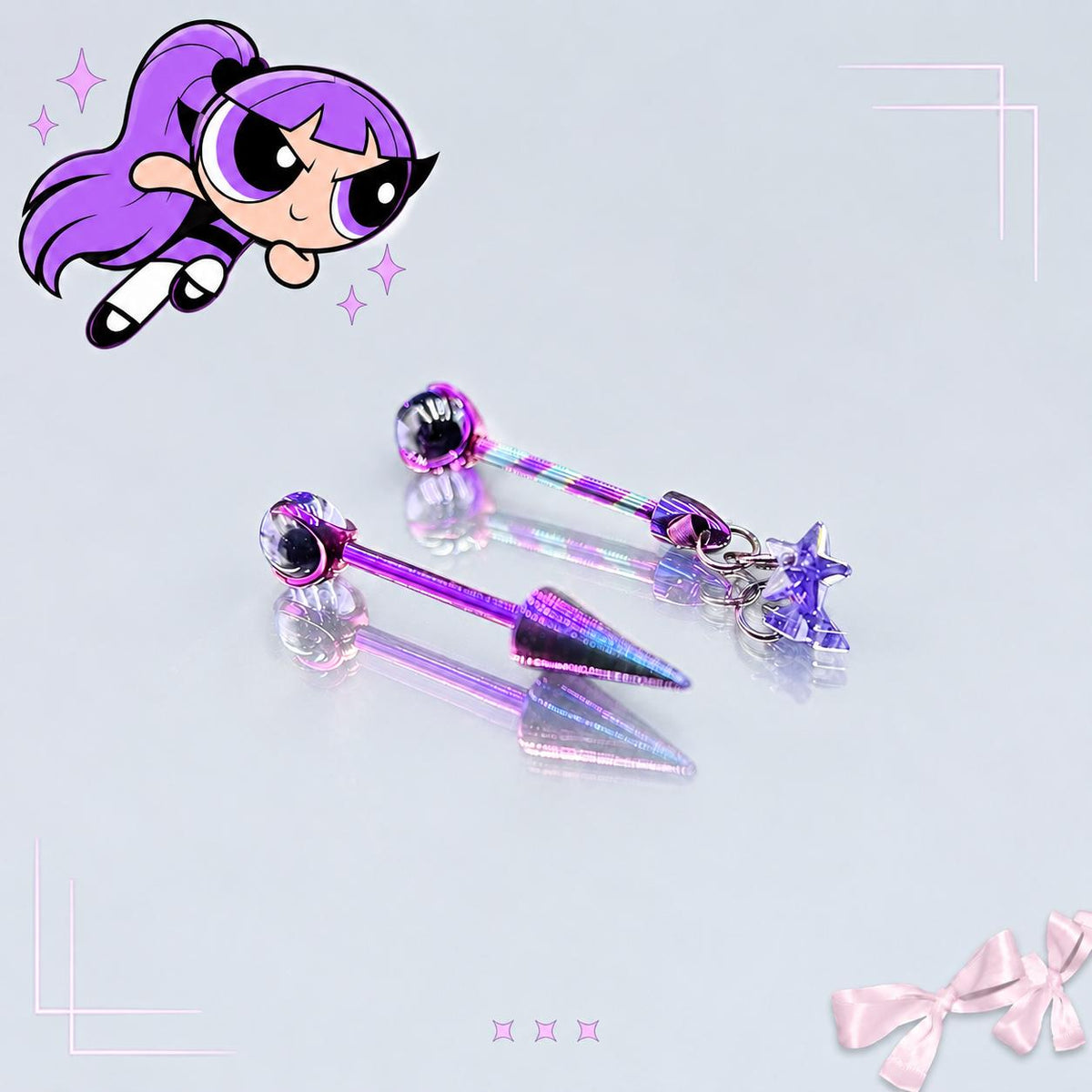 Spike & Star Cartilage Barbell detail 3