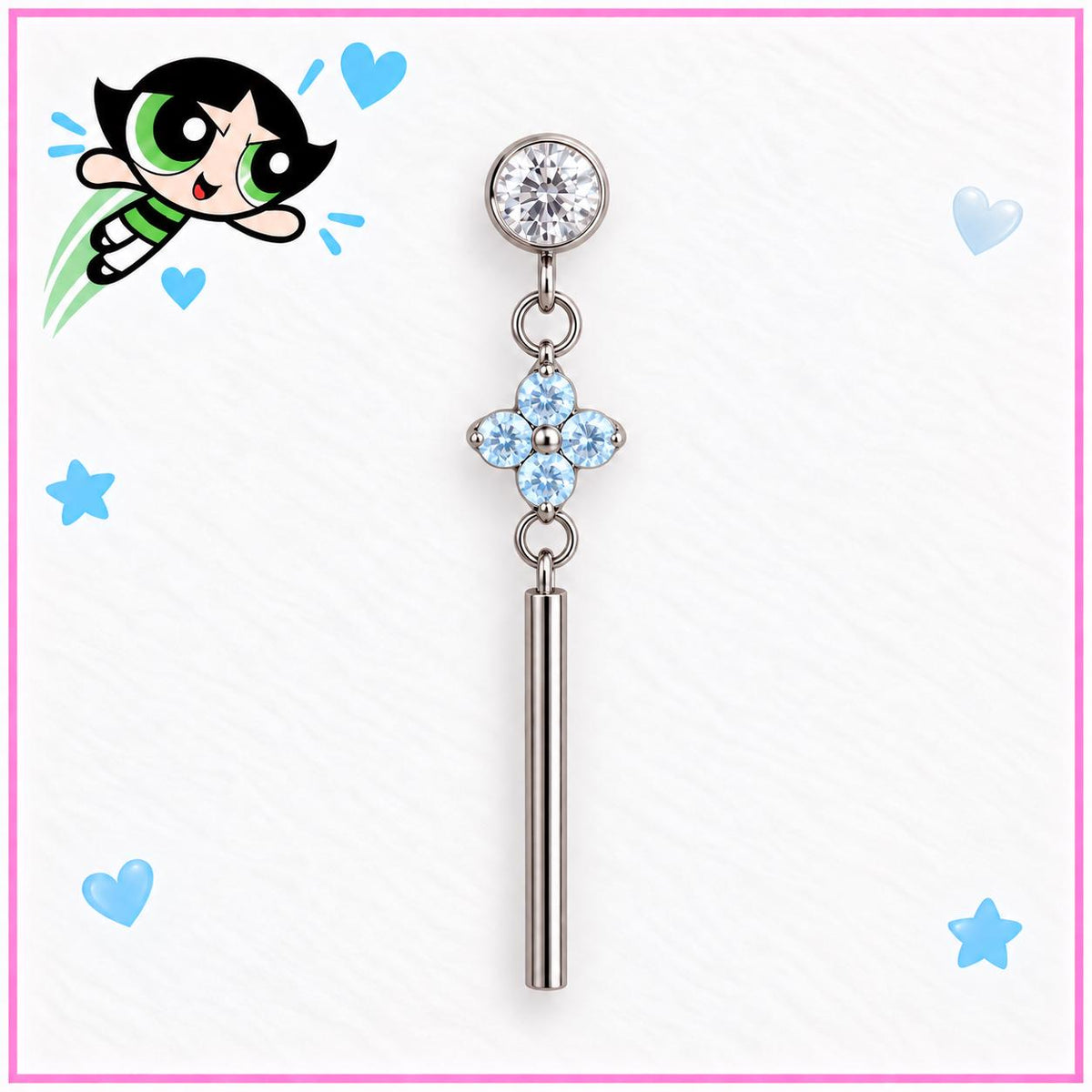 Crystal Flower Dangle Labret detail 2